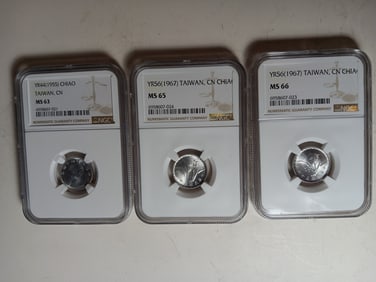 Threee Chinese Taiwan Silver Coins