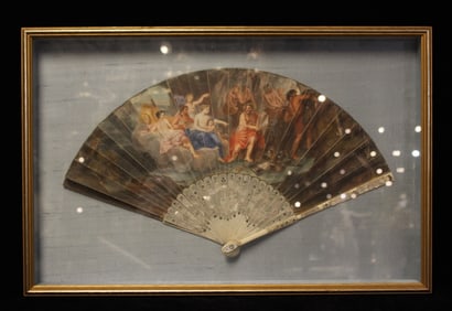 Hand Paint Fan w Mother of Pearl,probably 18th.C