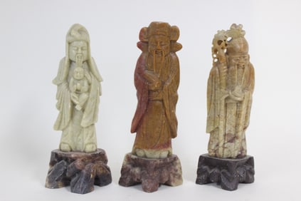 Lot of 3 Chinese Soapstone Carved Figurines