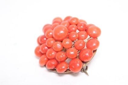 A Vintage Coral Cluster Brooch