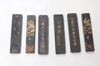 Six Antique Chinese Ink Sticks