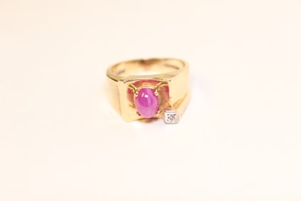 14K Gold and Diamond Ruby Ring