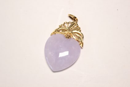 Mauve Jadeite Pendant w 14K Gold