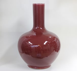 Chinese Red Glazed Porcelain Vase Made into Lamp