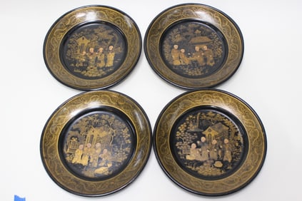 Qing Dynasty Chinese Lacquer Wood Dish Set