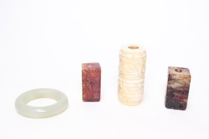 Lot of 4 Chinese Ancient Jade Toggle