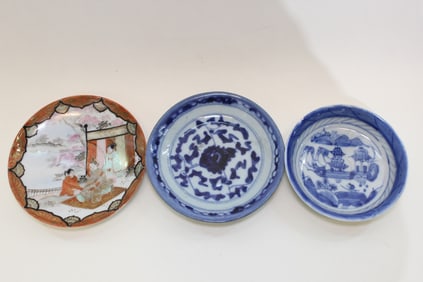 Three Asian Antique Blue and White Dish