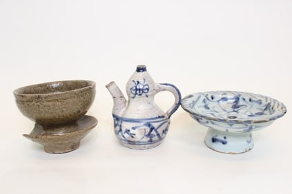 Lot of 3 Chinese Antique Blue and White Collection