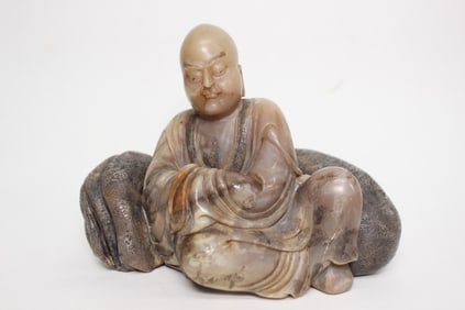 Chinese Soapstone Carved Luohan Figurine