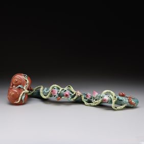 A FAMILLE ROSE PORCELAIN LINGZHI RUYI SCEPTER