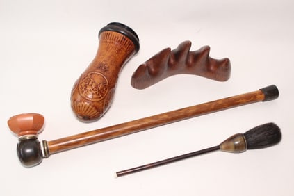 Lot of 4 Chinese Gourd Cricket cage and Bamboo Col