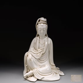 Chinese Blanc De Porcelain Guanyin Statue