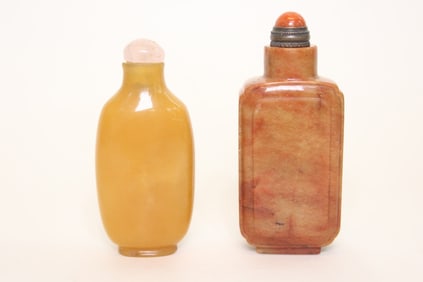 Two Chinese Soapstone Carved Snuff Bottles
