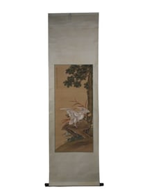 Chinese Ink Color Silk Scroll Painting,Signed