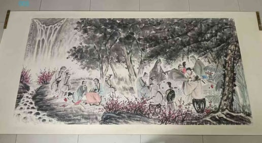 "Fu Baoshi",Chinese Ink Color Figural Painting