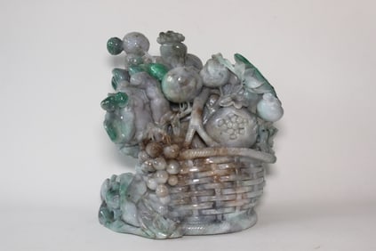 A Jadeite Carved Basket w Fruits