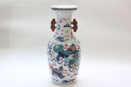 Late Qing Chinese Doucai Porcelain Vase