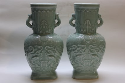 ROC Period Chinese Celadon Porcelain Vases