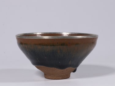 Chinese JianZhan Tea Cup w Silver Mount