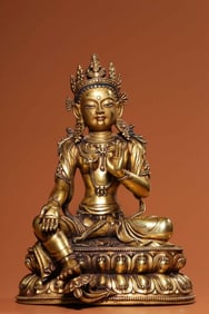 Qing Chinese Gilt Bronze Guanyin Sculpture
