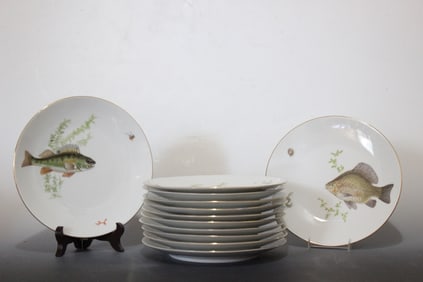 Germany Bareuther Waldsassen Porcelain Fish Plates