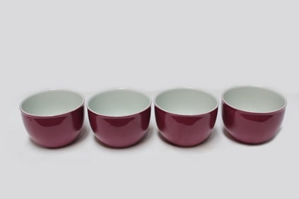 Four Chinese Glazed Porcelain Cups Set