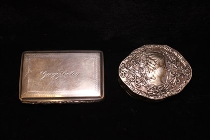 Two Elegant Continental Hand Engraved Silver Box