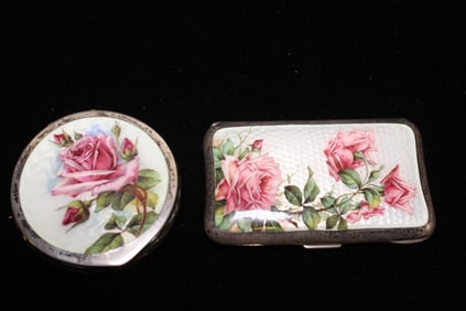 Antique Elegant Enamel and Silver Box