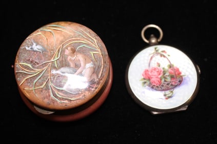 Enamel Silver Powder Box and Viennese Enamel Box