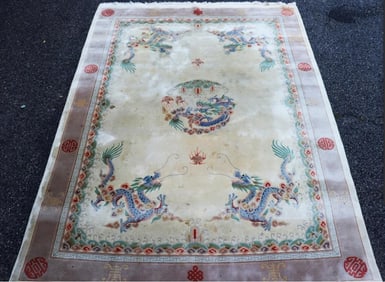 Chinese Dragon Sculpted Rug