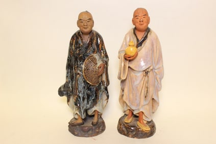Two Chinese Scholar Carving Figural  Statue