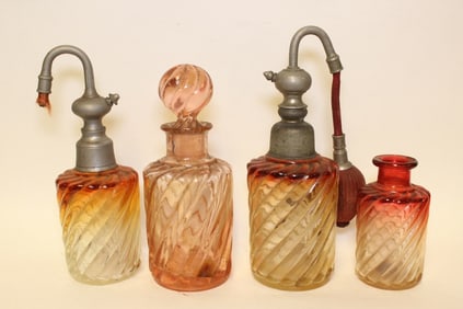 Lot of 4 Glass Perfumer Bottles
