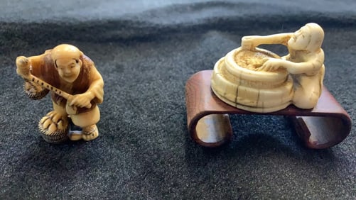 Two Vintage Japanese Carved Figural Netsuke