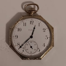Elgin Gold Capped Octangular Art Deco Pocket Watch