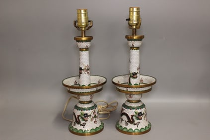 Pair of Chinese Cloisonne Lamp