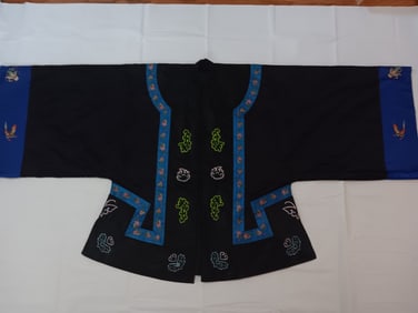 Antique Qing Chinese Silk Black Robe