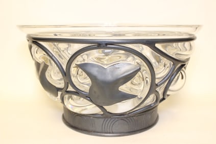 Daum France Glass Centerpiece w Metal Mount