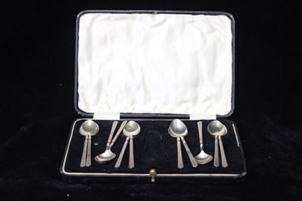 11Pics Sterling Silver Dessert Spoons in Case