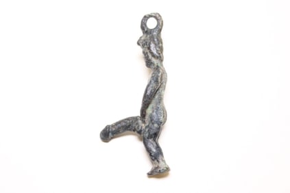 Ancient Bronze Miniature Erotic Figural Pendant