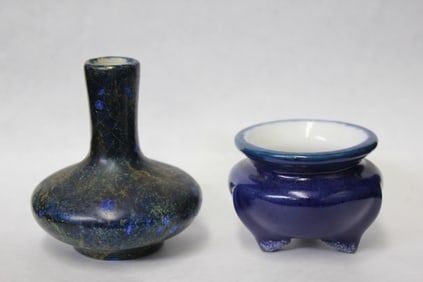 Chinese Glazed Porceain Incense Burner and Vase