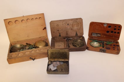 Four Vintage Small Brass Scales