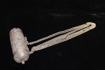 Vintage Silver and Filigree Amule Holder Necklace