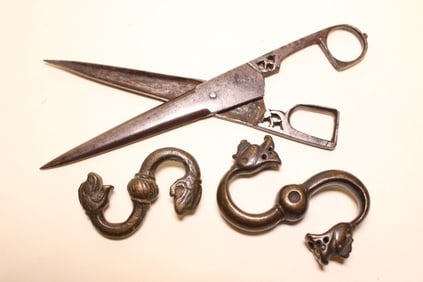 Early 18th.C Iron Scissors and Hooks