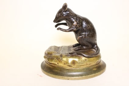 Miniature Bronze Mouse Sculpture,Signed