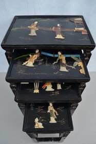 Antique Chinese 4-piece lacquer Coromandel table
