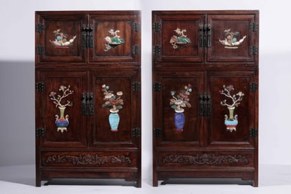 Pair of Chinese Wood Cabinet