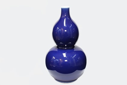 Chinese Blue Monochrome Gourd Vase,Mark