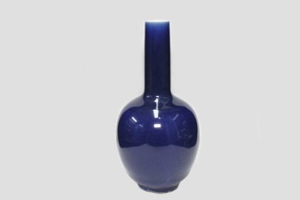 Chinese Blue Glazed Monochrome Porcelain Vase