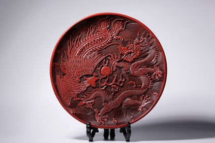 Chinese Lacquer Wood Plate,Mark