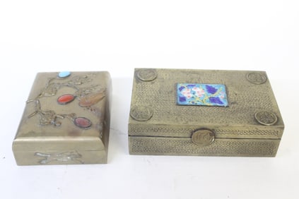 Two Vintage Chinese Brass Box .